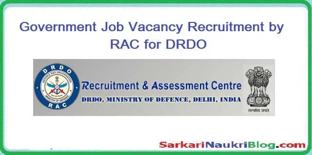 Vacancy Recruitment by RAC DRDO