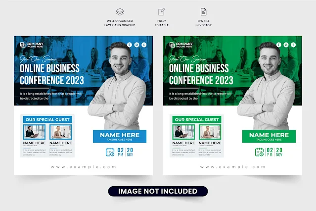 Business promotion webinar poster vector free download