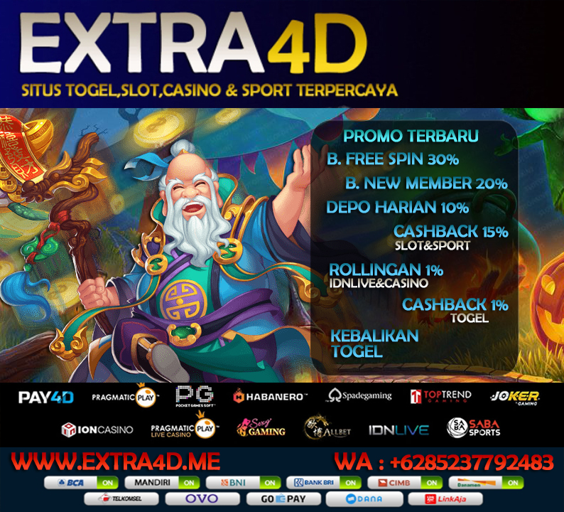 EXTRA4D Situs Agen Togel TOTO Online & Judi Slot Online Deposit Via Pulsa