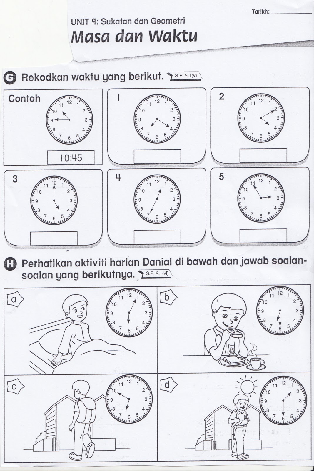 SUDUT MATEMATIK: Lembaran Kerja 8 ( Masa dan Waktu )