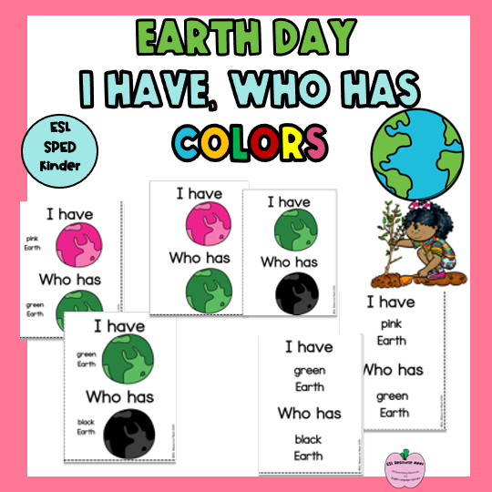 ESL Earth Day newcomer vocabulary games colors