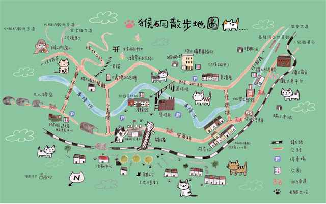 map, houtong cat village ,ruifang, new Taipei , taiwan