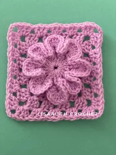 Easy granny sqaure with flower, free crochet pattern granny squares