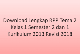 Download Lengkap RPP Tema 2 Kelas 1 Semester 2 dan 1 Kurikulum 2013 Revisi 2018