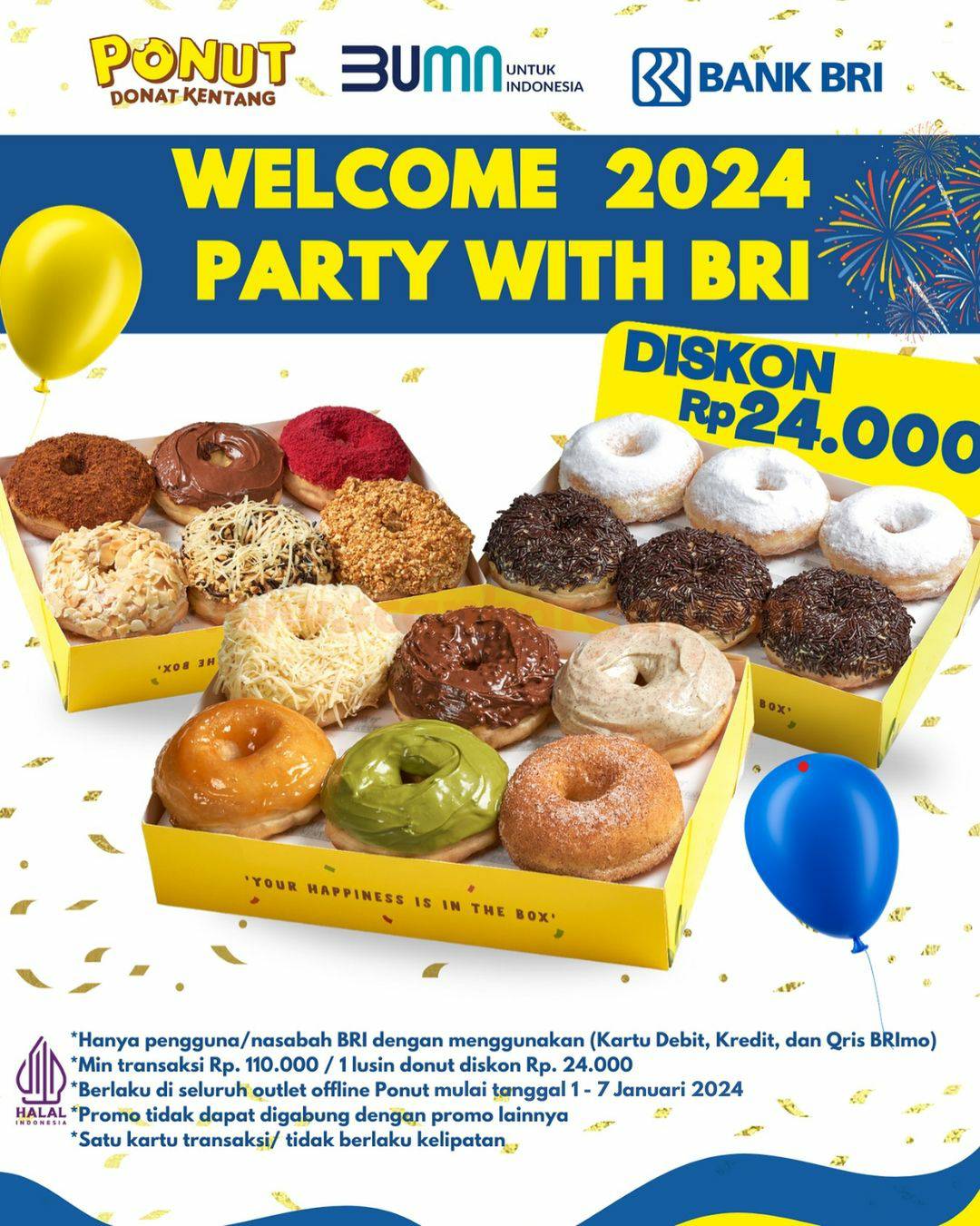Promo PONUT Potato Donut Diskon Rp. 25.000 dengan Kartu BRI