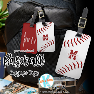 baseball softball personalized luggage tags - travel sports team gifts