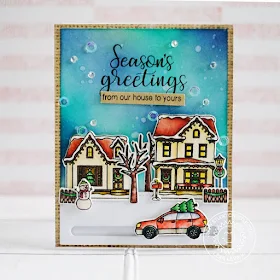 Sunny Studio Stamps: Christmas Home Winter Snowy Streets Scene Interactive Card by Lexa Levana