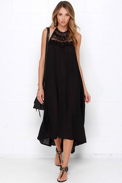 Billabong Among the Stars Black Crochet Maxi Dress for only 60$