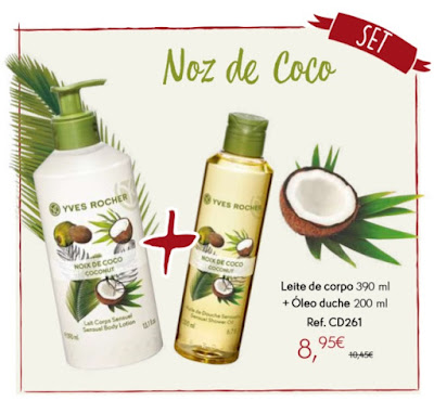 Set Les Plaisirs Nature Noz de Coco contendo Leite Corpo e 1 óleo duche por 8€95