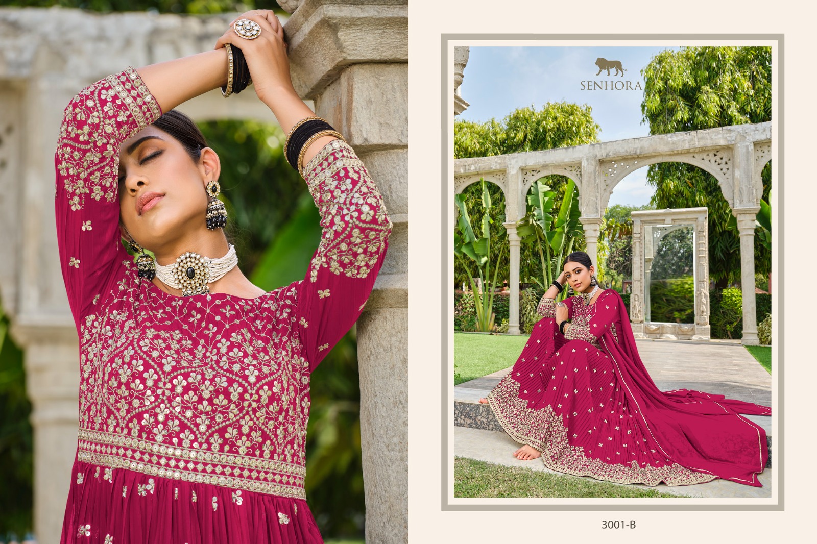 Rumana Senhora Fox Georgette With Work Readymade Plazzo Style Suits
