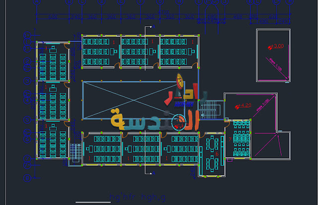 مشروع تصميم مدرسة ابتدائية dwg