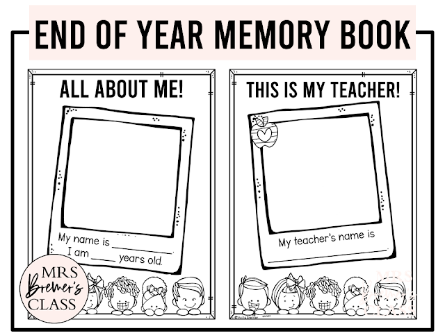 End of School Year Memory Book for Pre Kindergarten and Kindergarten