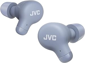 JVC New Marshmallow True Wireless Earbuds Headphones, Long Battery Life (up to 28 Hours), Sound with Neodymium Magnet Driver, Including Memory Foam Earpieces - HAA18TA (Blue), Compact