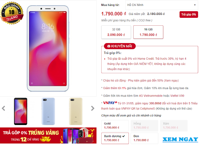 Mua điện thoại Xiaomi Redmi 6A giá rẻ nhất ở đâu?