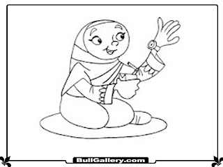 Muslim Girls Kids Coloring Sheet