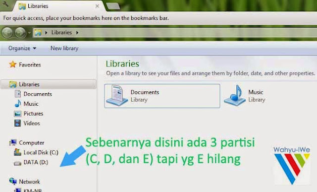 Cara mengembalikan partisi hardisk yang hilang tanpa software