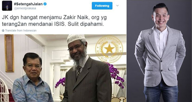 Ernest Prakasa Soal Tuduh Zakir Naik Danai ISIS,Ustadz Abdullah Haidir: Pelawak Kafir Berani Lancang!