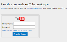 Rivendicare vecchio canale youtube