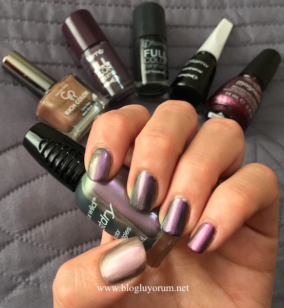 wet n wild grays anatomy swatch farklı renkte ojelerle