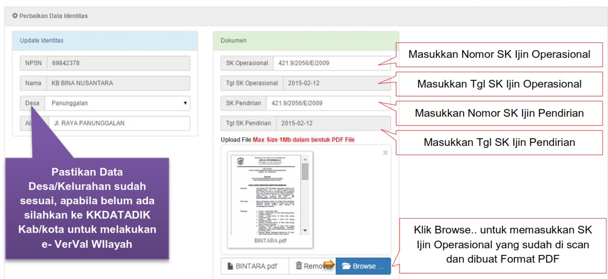 Perbaikan Data Sekolah VervalSP