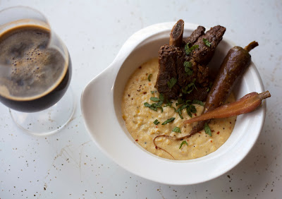 Espresso Stout Braised Short Ribs over Pt. Reyes Blue Grits 