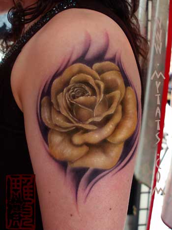 pictures of yellow rose tattoos. Rose