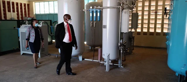 Embu County Deputy Governor David Kariuki tours the oxygen plant  at Embu hospital photo