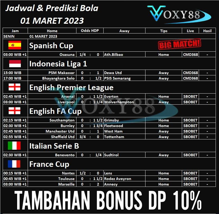 jadwal bola hari ini