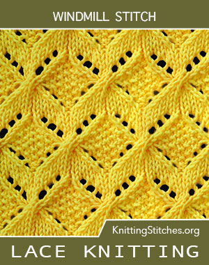 KnittingStitches.org - Windmill Knitting Stitch. 