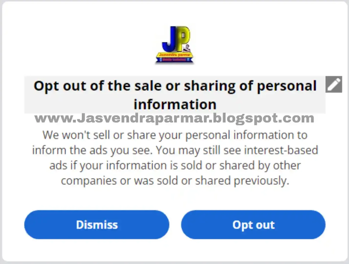 Opt out of the sale or sharing of personal information