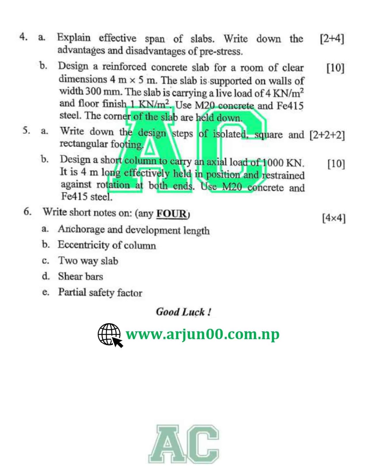Design of Reinforced Concrete Structure: 2082 to 2081  Question Paper of Fifth Semester, Diploma in Civil Engineering- DCE ,CTEVT, Diploma,  Design of Reinforced Concrete Structure : 2082, 2081, Question Bank, , arjun00 , CTEVT, Diploma, Nepal, DCE, Question Bank, Design of Reinforced Concrete Structure New Question Paper CTEVT, RCC Question Paper of CTEVT
