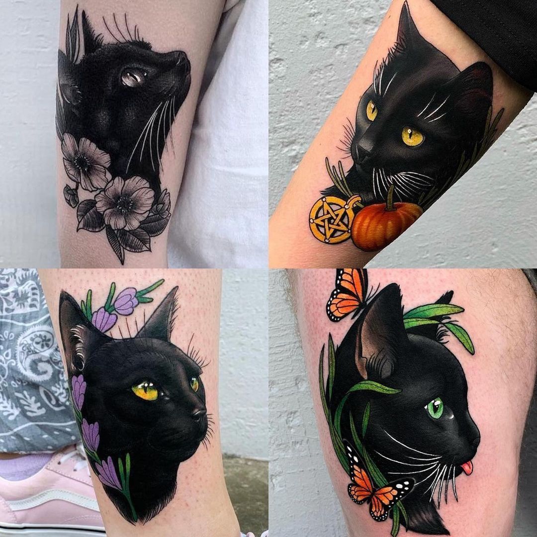 Tatuajes para chicas de gatos negros