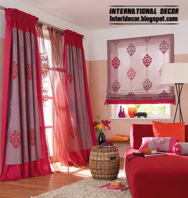 red curtains window treatments,contemporary red curtain