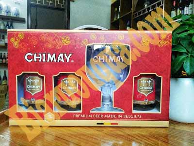 Hộp quà bia Chimay đỏ Bỉ nhập khẩu