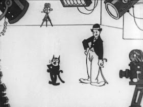 Felix the Cat with Charlie Chaplin; still from "Felix in Hollywood"