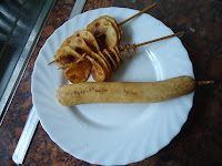 Corn Dog and Spiral Chips on a stick