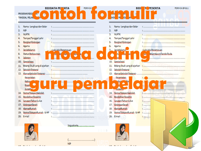 Contoh Formulir Tatap Muka Moda Daring Guru Pembelajar 