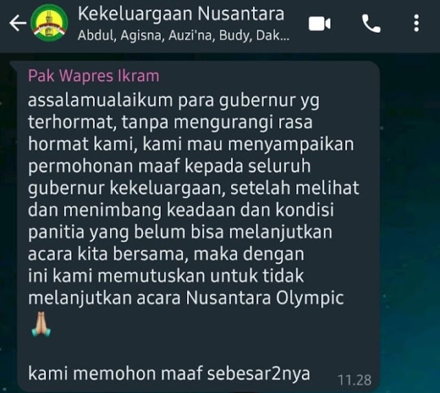 Beredar di Grup Whatsapp Bahwa Nusantara Olympic Dibatalkan, Calon Peserta Berharap Ada Kejelasan dari Panitia