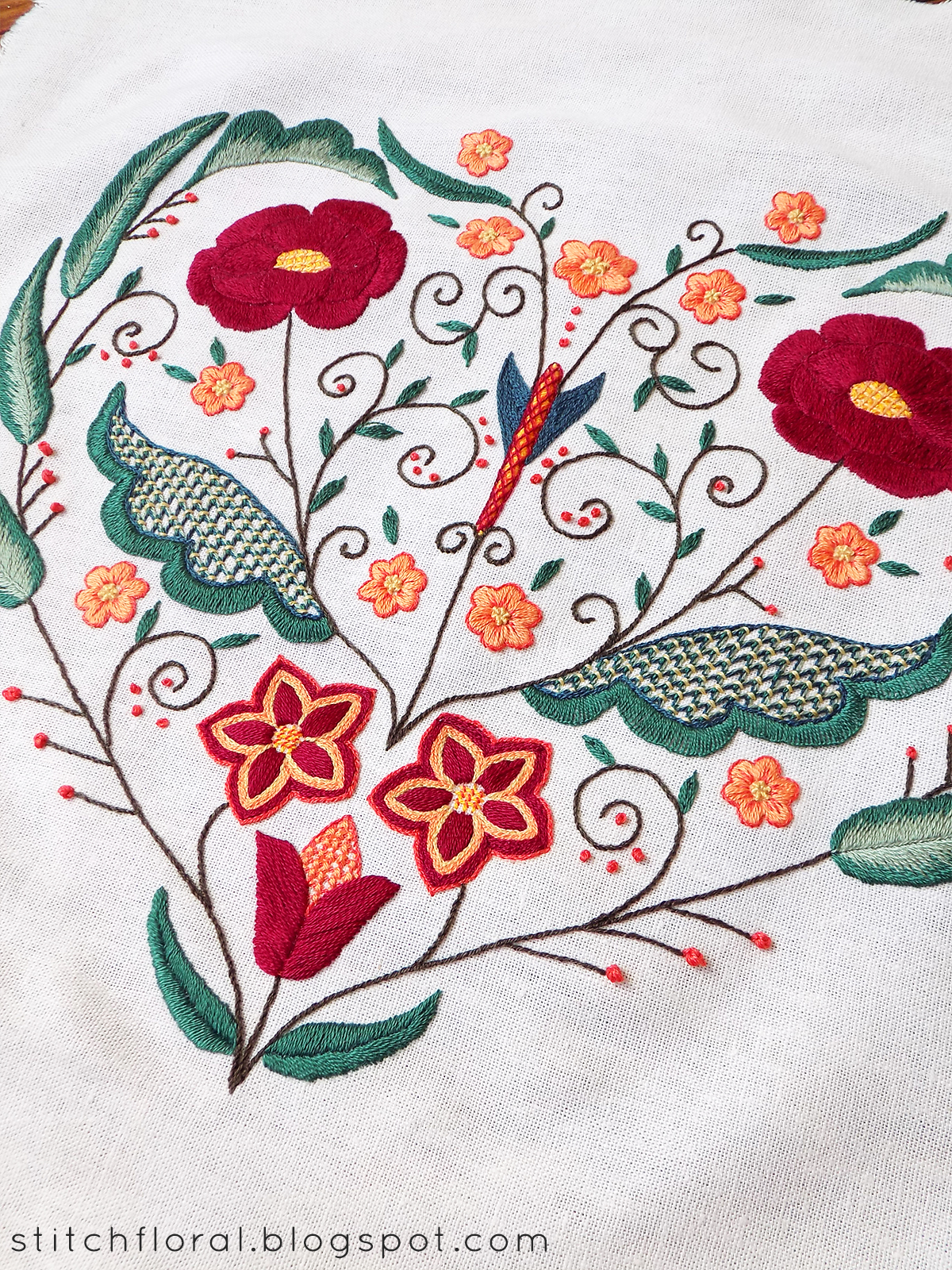 Crewel Heart hand embroidery