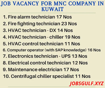 Job Vacancy for MNC Company in Kuwait