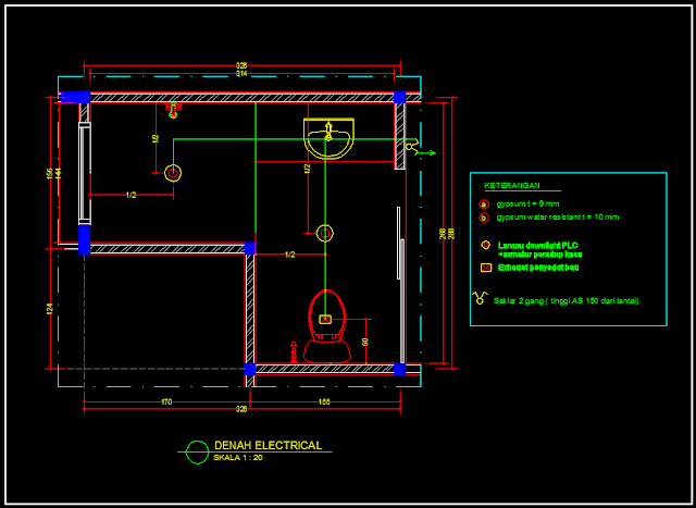 Detail Denah  Kamar Mandi Contoh Gambar AutoCAD  DWG
