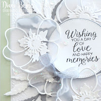 Handmade floral wedding card using Stampin Up Poppy Moments dies, Stylish Shapes dies, Fern Embossing folder, Layering Circles dies and Beautiful Bouquet stamp set. Card by Di Barnes, Independent Demonstrator in Sydney Australia, - colourmehappy - cardmaking - die cutting - stamping