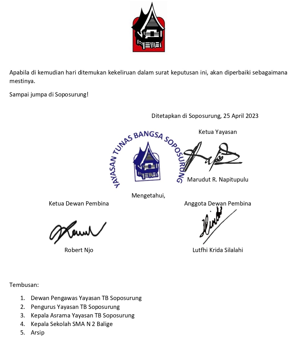 Pengumuman Seleksi Penerimaan Peserta Didik Baru Asrama YASOP Angkatan XXXIV TP. 2023/2024 SMAN 2 Balige