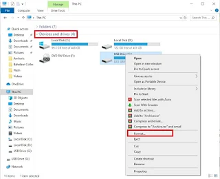 right-click on the USB flash drive