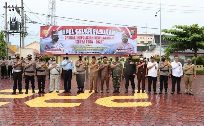  Kapolres Tanjung Balai Pimpin Apel Gelar Pasukan Operasi Kepolisian Kewilayahan Zebra Toba 2022