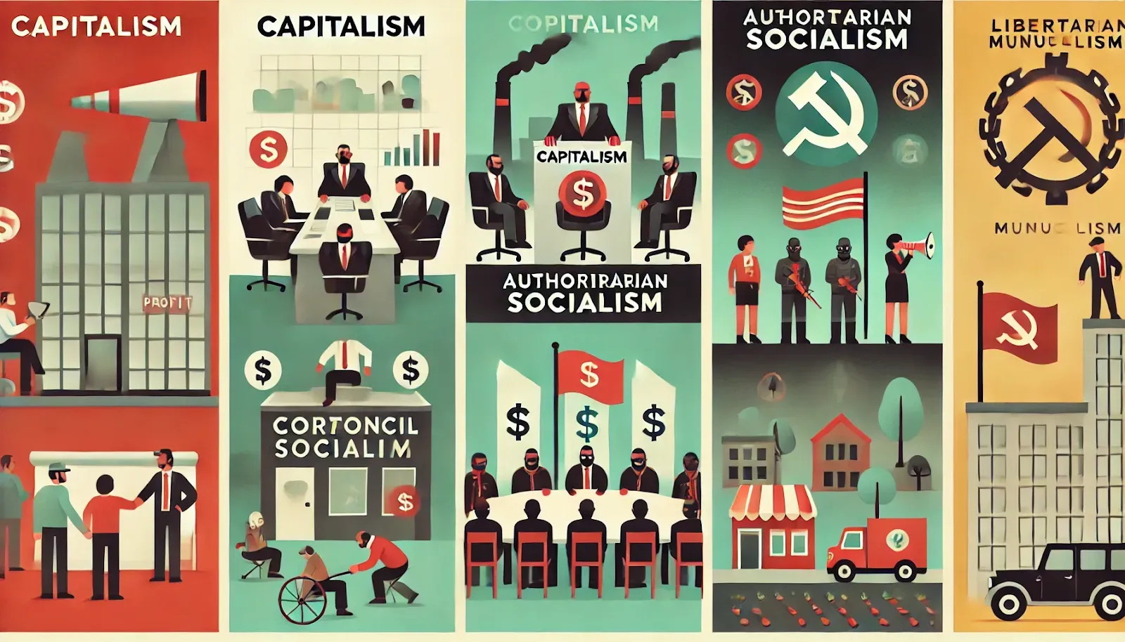Capitalism vs Authoritarian Socialism vs Libertarian Municipalism