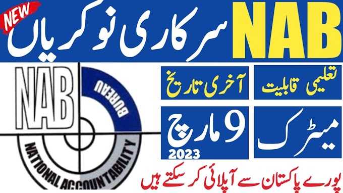 NAB Jobs 2023 National Accountability Bureau - Download Form at www.nab.gov.pk