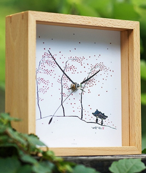 Wooden Clock with Artwork