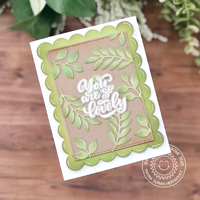 Sunny Studio Stamps: Spring Greenery Card by Mayra Duran-Hernandez (featuring Lovey Dovey, Stitched Rectangles Dies, Frilly Frame Dies)