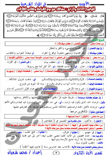 مذكرة تفسير للصف الأول الثانوي أ محمد شعبان